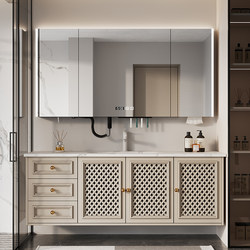 Dipurui Slate Hot-Bent Integrated Basin Bathroom Cabinet Combination Multi-Functional Mirror Cabinet Bathroom Washbasin New Model