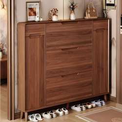 Luxurious New Chinese-Style Ultra-Thin Flip-Top Shoe Cabinet for Home Entrance, 2025 New Popular Model, Integrated Solid Wood for Entryway