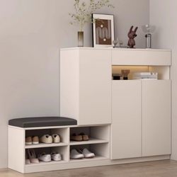 Aojing Shoe Cabinet for Home Entrance, Entryway Shoe-Changing Bench, Integrated Large Capacity, Simple Dustproof, Detachable Storage Cabinet