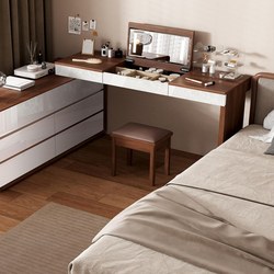 Wanyu Solid Wood Dressing Table and Drawer Cabinet Integrated Bedroom Makeup Desk Bedside Storage Cabinet Modern Simple Hot-Selling Model