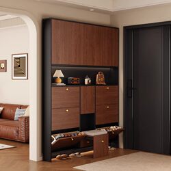 Ultra-Thin Flip-Top Shoe Cabinet for Home Use, Extremely Narrow Entryway Wall-Mounted Shoe Changing Bench with Integrated Storage Rack