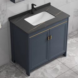 Qiyu Rock Slab Floor-Standing Washbasin Cabinet Combination, Space Aluminum Bathroom Cabinet with Integrated Washbasin and Sink for Bathroom Use