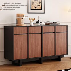 Yangman Sideboard with Skeleton Lines, Vintage Retro Modern Minimalist Living Room Storage Wall-Mounted Integrated Entryway Storage Cabinet