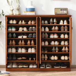 Zuoshi European-Style Solid Wood Shoe Cabinet for Home Entrance, Large-Capacity Storage Cabinet, Breathable Foyer Cabinet, Simple Multi-Layer Storage Cabinet