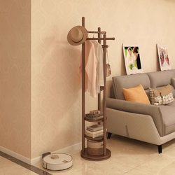 Eisen Solid Wood Coat Rack for Bedroom and Living Room, Household Clothes Storage Rack, Space-Saving, Multifunctional Floor-Standing Clothes Rack
