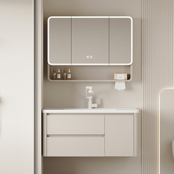 Totgg New Cream-Style Ceramic Integrated Basin Bathroom Cabinet with Thickened Honeycomb Aluminum Washbasin and Cabinet Set