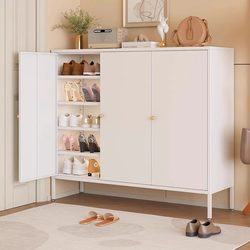 Aojing Steel Shoe Cabinet for Home Entrance, Large Capacity Storage Cabinet with Door, Multi-Layer Shoe Cabinet
