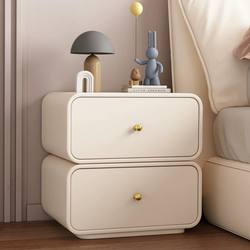 Sazaidai Bedside Table Cream Style Creative Sugar Cube Two-Drawer Cabinet Home Leather Rounded Corner Bedroom Storage Cabinet No Installation Required
