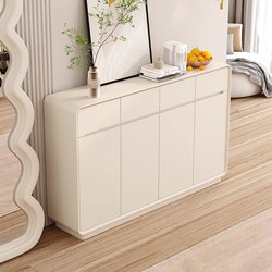 Haosia 2024 New Popular Cream-Style Shoe Cabinet for Home Entrance, Floor-Standing Model, Integrated Wall-Mounted Entryway Cabinet