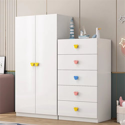 Aojing Simple Wooden Cartoon Wardrobe Bedroom Children's Closet Baby Storage Cabinet Economical Hanging Wardrobe Drawer Wardrobe