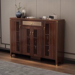 Luxurious New Chinese-Style Shoe Cabinet for Home Entrance, New Popular Model with Large Capacity, Ebony Wood Color, Multi-Layered
