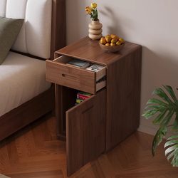 Yangman Simple Solid Wood Bedside Table Bedroom Modern Bedside Cabinet Home Floor-Standing Storage Cabinet Living Room Multi-Functional