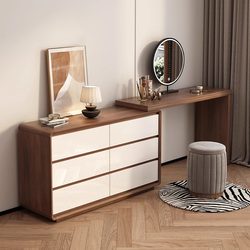 Eisenkai Dressing Table and Chest of Drawers Integrated Bedroom Solid Wood Color Bedside Storage Cabinet Simple Modern Dressing Table Corner Bookcase