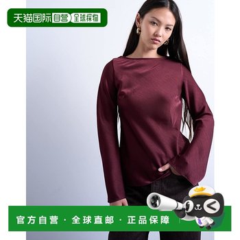 1 hour refundable, trendy luxury Topshop women's cape style burgundy long-sleeved top sexy women's clothing