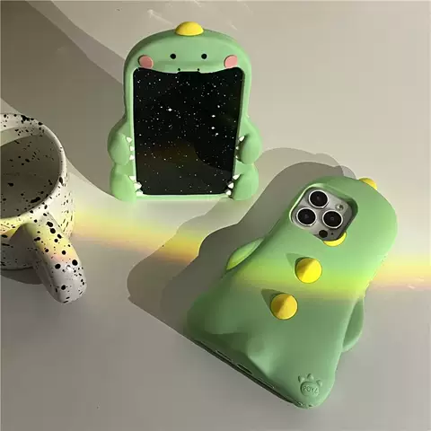 Cute Girls Phone Cases Covers Cartoon 3D Dinosaur Silicone TPU iPhone 15, iPhone 14, iPhone 13, iPhone 12,