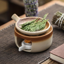 Handmade Japanese-Style Candle Baking Stove, Ceramic Incense Burner, Plant-Based Cedar Aroma Burner, Tea Roasting Stove, Tabletop Ornament, Incense Burner