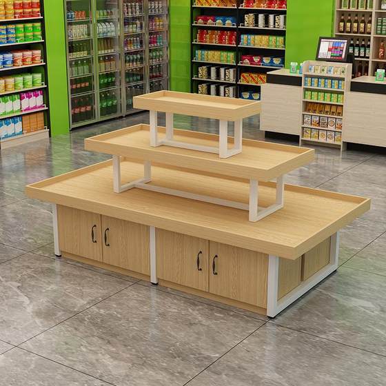
Supermarket island display cabinet cosmetics promotion table shoe shelf sample table stationery cargo cabinet mother and baby store Duotou