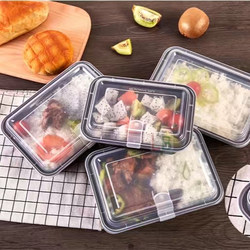 Square Disposable Packaging Box with Lid, Microwaveable, Suitable for Rice Bowls, Fruit, Thickened, American-Style Business Meal, Small Portions, with Lid Packaging