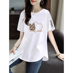 Pure Cotton Short-Sleeved T-Shirt for Women 2026 New Style Mid-Length Cover-Up Tummy Top for Women Summer