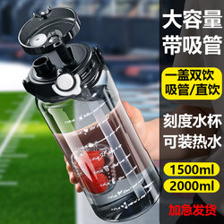 Summer Large-Capacity Water Cup 2025 New Model for Men, High Temperature Resistant, Portable Sports Plastic Straw Cup, Outdoor Large Water Bottle