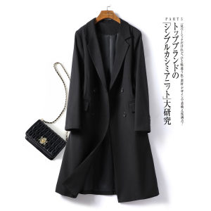 
2025 new autumn long over-knee suit windbreaker for women high-end design French slim straight spring and autumn jacket