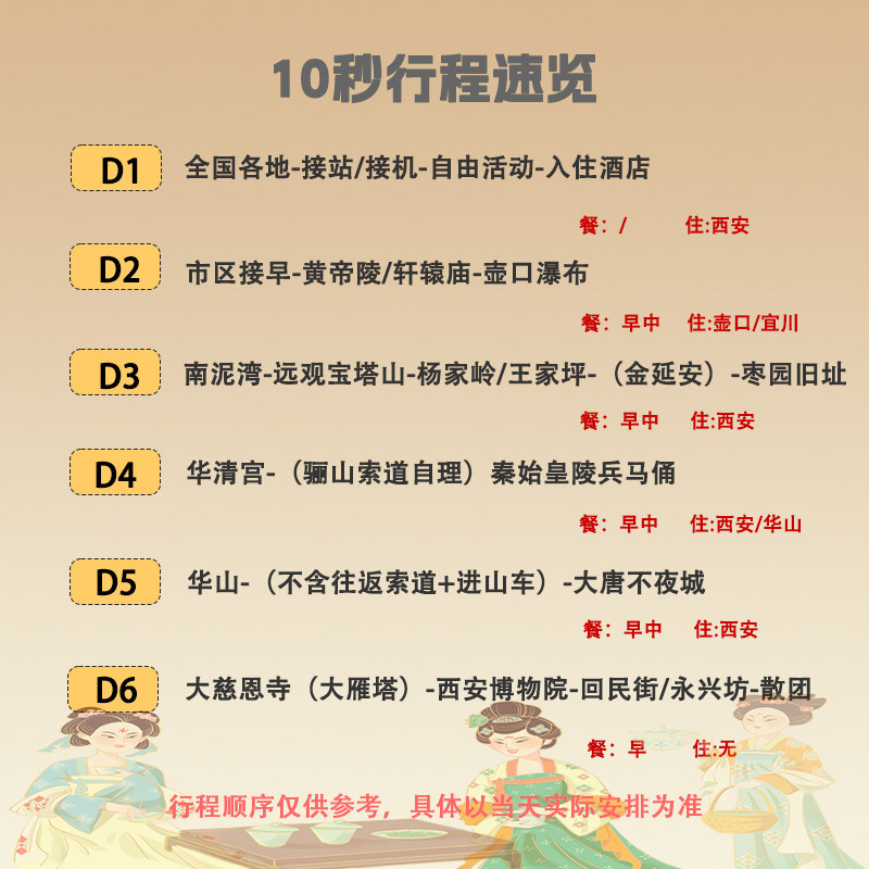 【风华雪岳】西安旅游6天5晚跟团游延安壶口瀑布华山兵马俑六日游