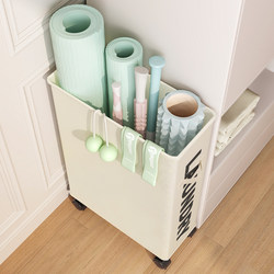 Yoga Mat Storage Basket with Wheels, Foam Roller Storage Rack, Household Sports Equipment Basket, Fitness Equipment Organizer