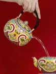 Guiyintang bạc nguyên chất bạc 999 nồi handmade đồ nư men cloisonné công nghệ cao ấm đun nước trà hộ gia đình bộ trà am tra bang dong ấm tử sa 900 triệu 