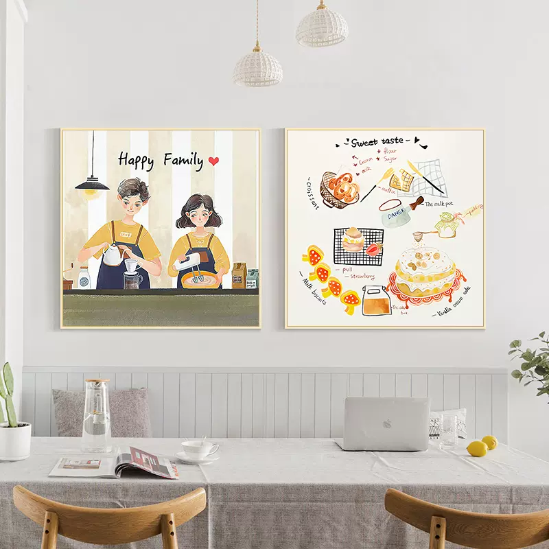 餐厅装饰画日式挂画饭厅厨房壁画温馨歺厅餐桌墙面装饰北欧正方形-Taobao
