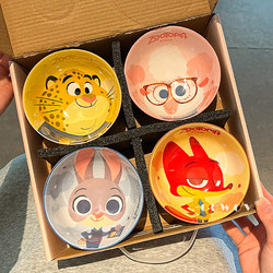 Zootopia Judy Nick Underglaze Color Tableware Gift Box Bowl Home Use High-Value Christmas Birthday Gift