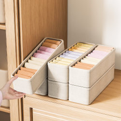 Cotton and Linen Sock Storage Box, Underwear Compartment Organizer, Dormitory Drawer Organizer for Intimate Clothing, Foldable