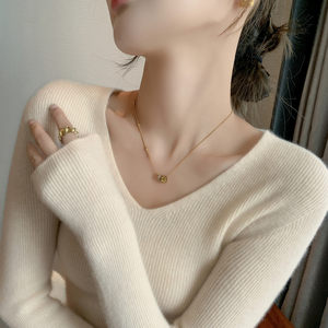 
Soft and glutinous first-line ready-to-wear V-neck base shirt 2025 new style knitted sweater for women with slim fit and coat