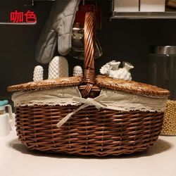 Large Wicker and Rattan Cleaning Basket, Hotel Pa Cleaning Basket, Picnic Basket, Shopping Basket, Property Management Tool Basket