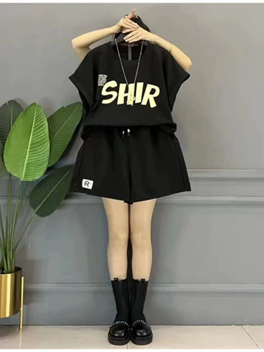 Летний универсальный комплект для отдыха с буквами, простой и элегантный дизайн, большой размер, в западном стиле