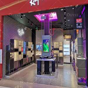 
Store decoration glasses display cabinet shelves Creative iron painted glasses cabinet multi-layer glass display rack with LED lights