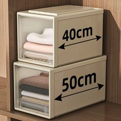 Drawer-Type Storage Box, Special Clothing Storage and Organization Box, Household Pull-Out Transparent Plastic Box Placed in the Wardrobe