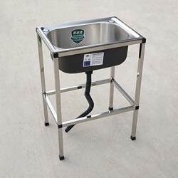 Temporary Water Basin for Renovation, Outdoor Vegetable Washing Basin for Rural Areas, Simple Wash Basin, Movable Stainless Steel Single Sink Wash Basin