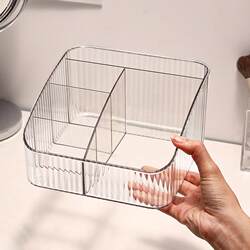 Japanese Unprinted Quality Cosmetics Storage Box Desktop High-End Transparent Skin Care Box Brush Barrel Lipstick Dressing Table