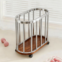 Yoga Mat Storage Basket, Floor-Standing Movable Exercise Equipment Rack, Fitness Equipment Foam Roller and Dumbbell Display Rack