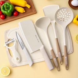 Kitchen Knife Set, Complete Household Kitchenware Set, Sharp and Lightweight Slicing Knife, Fruit Knife, Melon Peeler, Silicone Spatula and Spoon