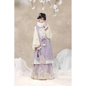 荨茉花间啾影 明制原创汉服女加绒长比甲马面裙2025新款冬季套装