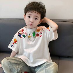 Summer 2026 New Children's Pure Cotton Short-Sleeve T-Shirt, Stylish Base Shirt for Babies, Cartoon Tops for Boys and Girls