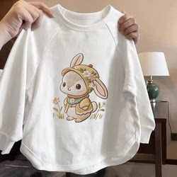 2026 Spring and Autumn New Cartoon Long Sleeve Casual Thin T-Shirt for Girls, Pure Cotton Base Shirt, Stylish Trendy Top