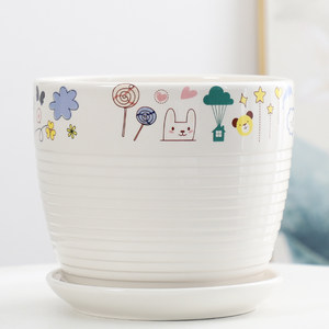 Ceramic flower pot Special large -scale home -to -meat room minimalist clearance green Luo living room suspending orchid tray special wholesale