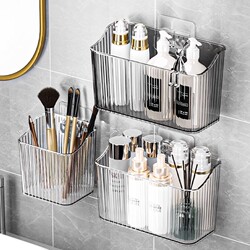 Bathroom Storage Box Shelf Wall-Mounted Toilet Washbasin Wall-Mounted Bathroom Cosmetics No-Drill Toothbrush Holder
