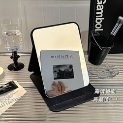 Folding Small Mirror for Student Dormitories, Portable Vanity Mirror for Women and Men, Home Desktop Makeup Mirror, Light Luxury