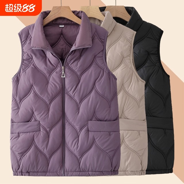 Middle-aged and elderly mothers autumn and winter cotton vest warm coat female elderly waistcoat clothes mid-length plus velvet red