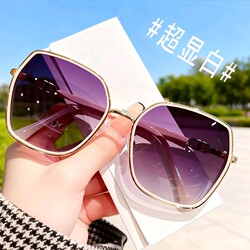 Sunglasses with Uv Protection for Women, Fashionable New Style, Large Frame, Polarized, Suitable for Square and Round Faces, Glitter Design, Sun Protection