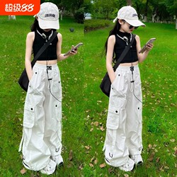 Girls' Workwear Pants Summer Thin Casual Pants New Style for Older Children Stylish Loose Wide-Leg Long Pants
