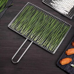 Outdoor Barbecue Net Grill Fish Clip Net Tongs Barbecue Full Set Vegetable Net Grill Tongs Barbecue Shop Grill Long-Handled Tool